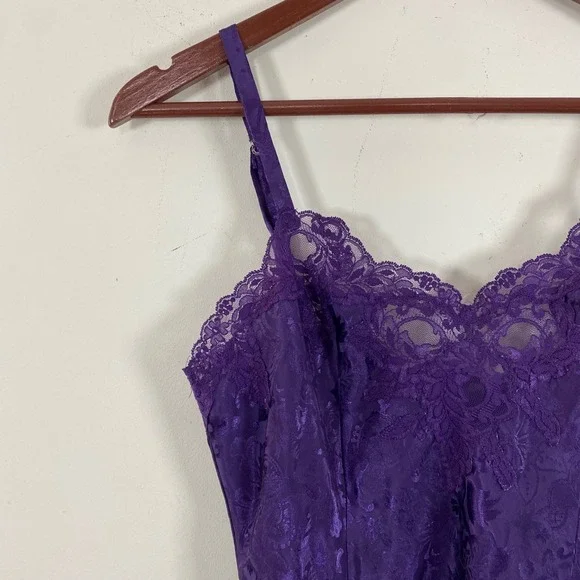 Vintage Gold Label Victoria Secret Slip Dress Purple XS Lace Feminine Floral - Picture 4 of 7